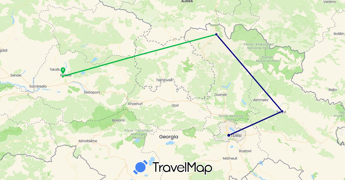 TravelMap itinerary: driving, bus in Georgia (Asia)